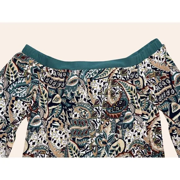 NWOT New Glam American Made Off-Shoulder Boho Print Dress Bell Sleeves Size S - Picture 5 of 9